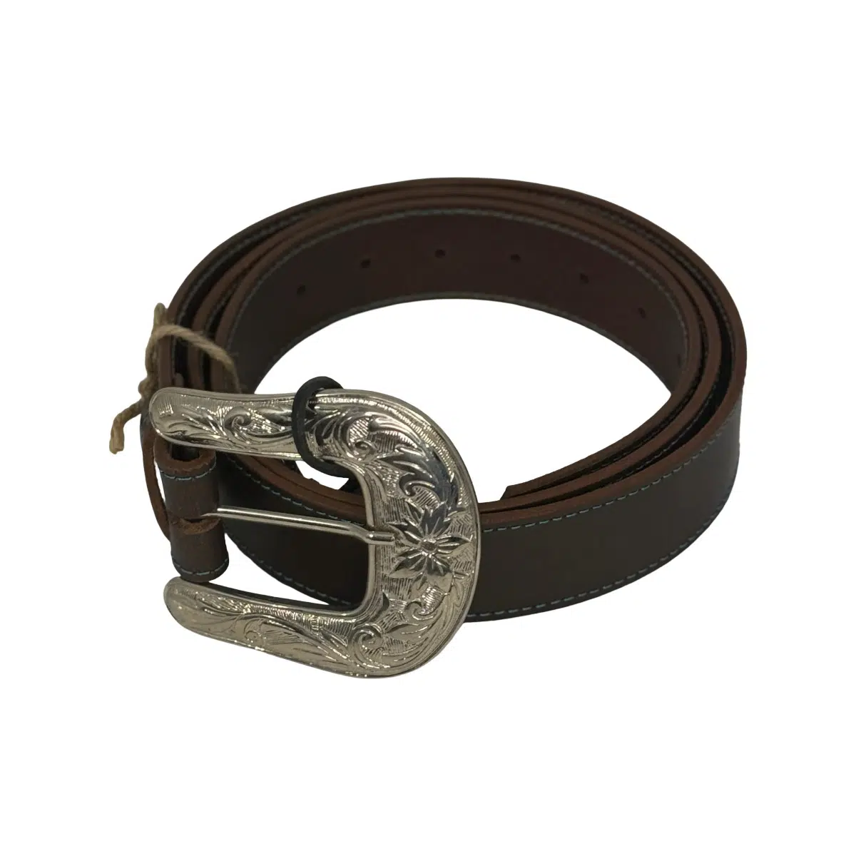 Pasek brązowy z przeszyciem